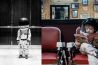 Het leven van een astronaut in een aandoenlijk vader-zoon fotoproject