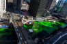 Haarscherpe beelden van de groengekleurde Chicago rivier